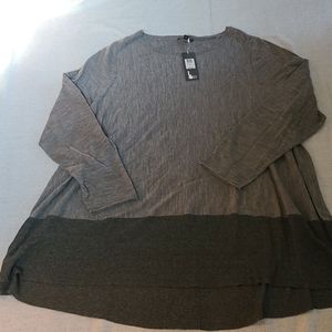 Merino wool tunic scoop neck 2 tone tunic